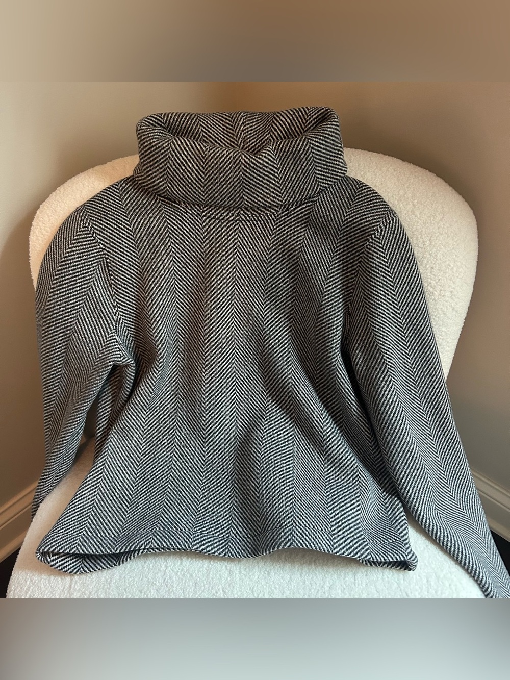 J. Crew Factory Black & White Striped Chunky Turtleneck Fleece
